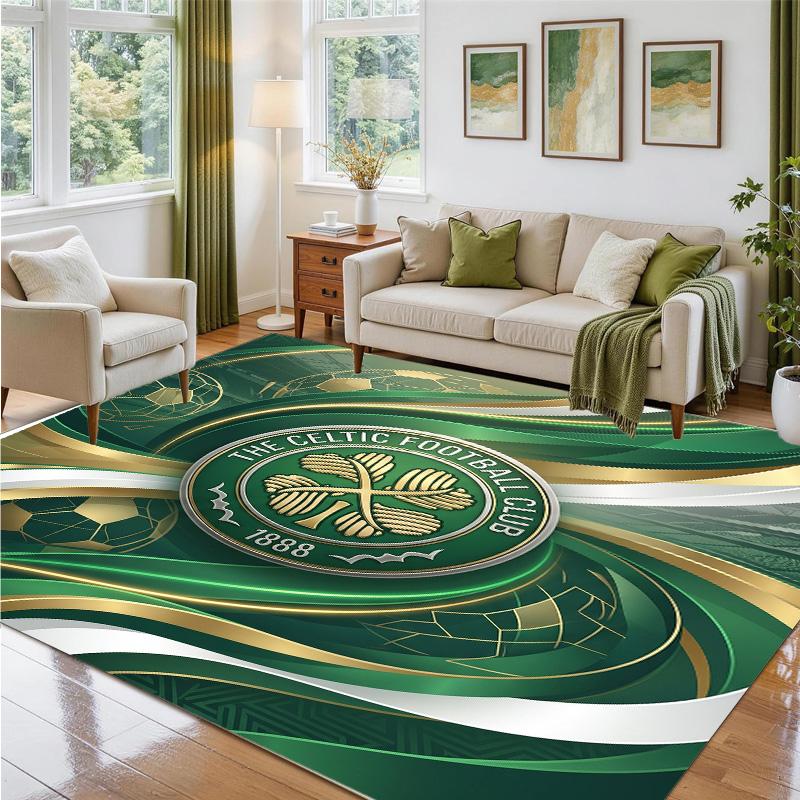 Celtic FC Design Crystal Velvet Rug Soft Decorative Mat for Bedroom Entrance