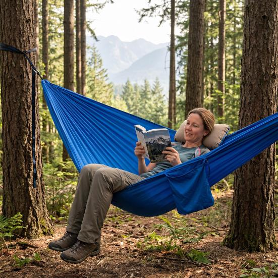 Portable Hanging Hammocks Anti-rollover Camping Hammock with Colorful Bed Storage Bag Single Person for Travel Beach Outside
