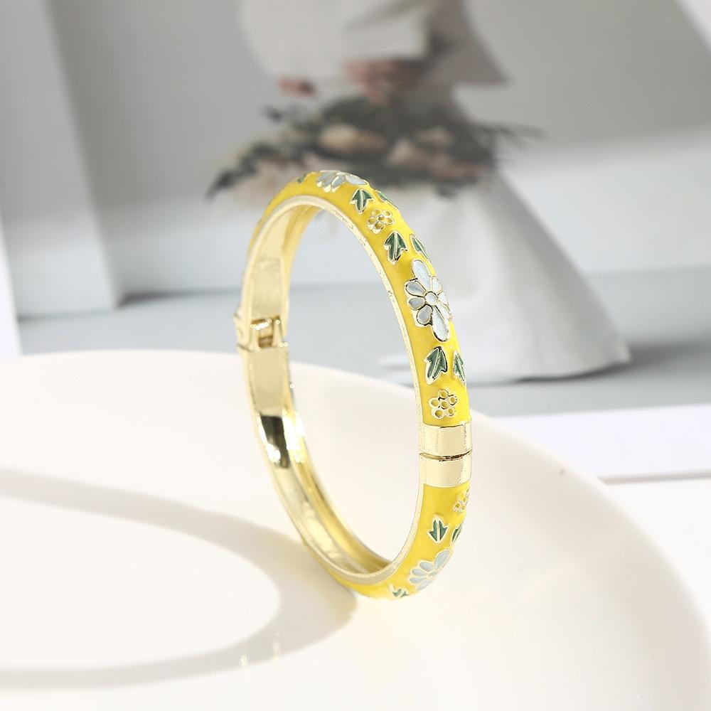 Zinc Zinc Alloy Material Enamel Bracelet Ethnic Floral Motifs Cloisonne Bracelet  Gift Giving