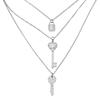 Korean Trendy Multi-layer Pendant Necklace with Letter, Cross, Lock, and Key Charms