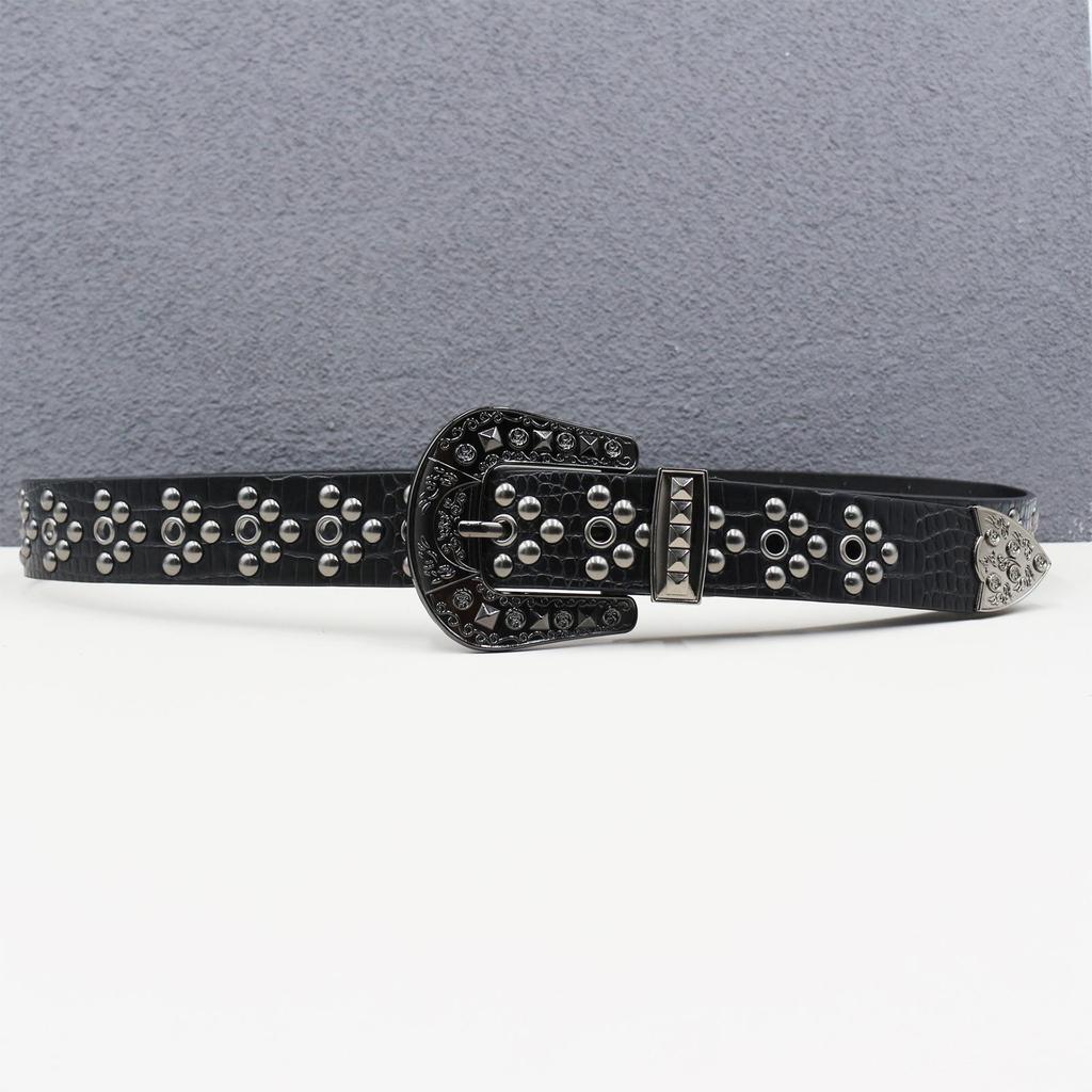 Subculture Punk Y2K Hollow-Out Rivet Eyelet Street Style Jeans Belt