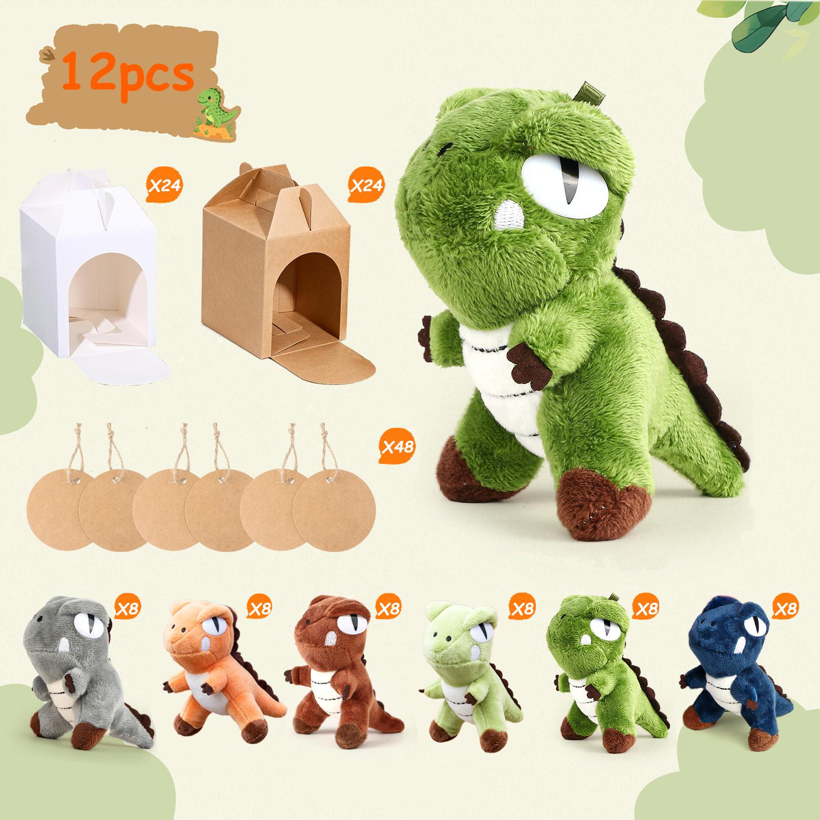 8-4s 4,7 Zoll Dinosaurier Kuscheltier Großpackung mit Kartons Karte Dinosaurier Plüsch Kinder Geburtstagsgeschenke Adoptiere einen Dinosaurier Partygeschenk