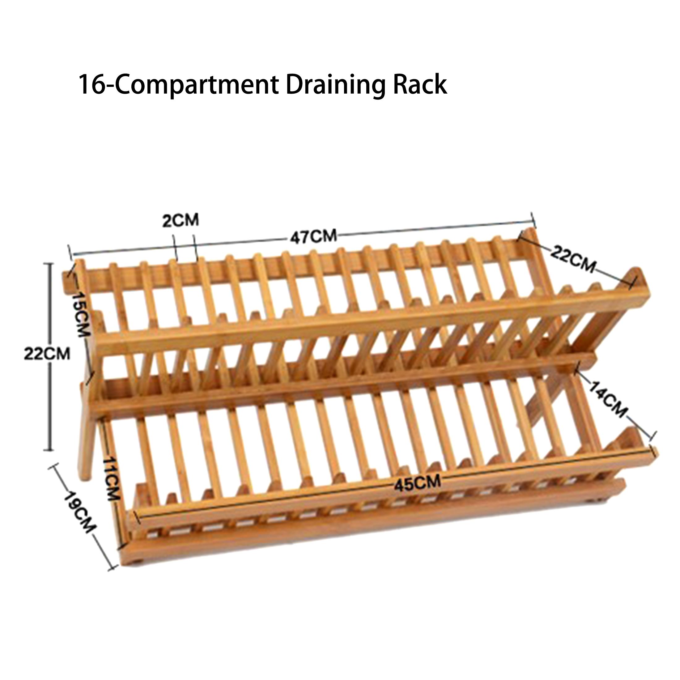 

Natural Bamboo Dish Drying Rack, Multi-function Kitchen Plate Bowl Draining Organizer, Large Capacity Tableware Storage for Countertop Kitchen Cabinet