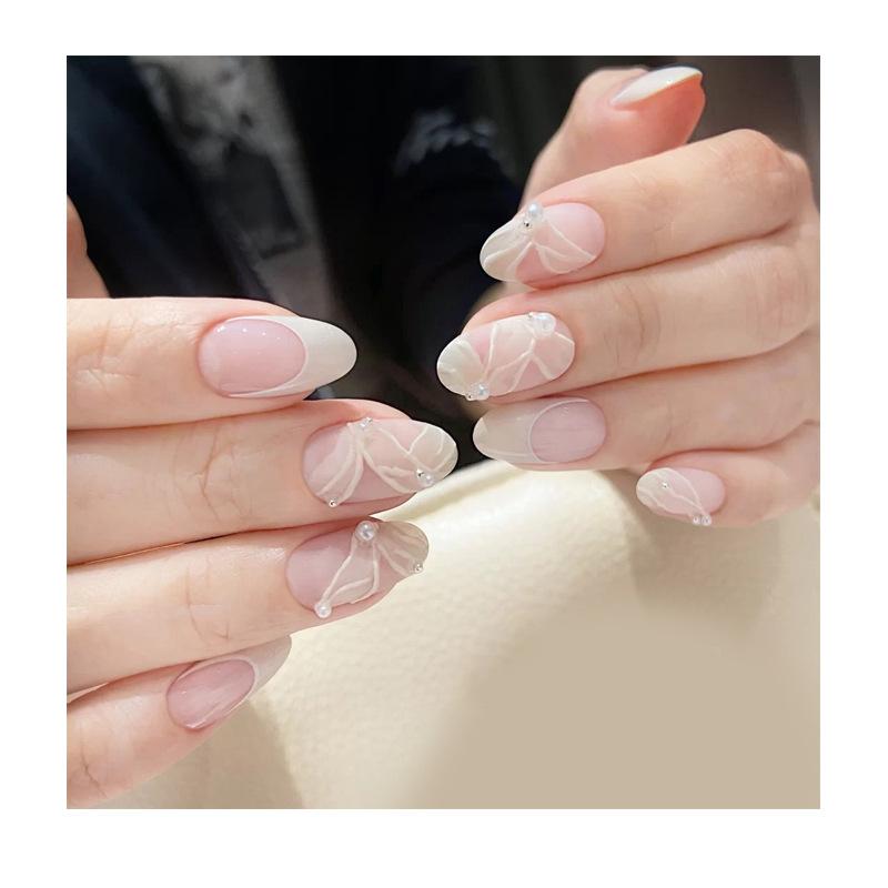 Elementy do zdobienia paznokci Okrągła główka Sztuczne paznokcie Kolor naturalny Malowane paznokcie 500 sztuk w woreczku