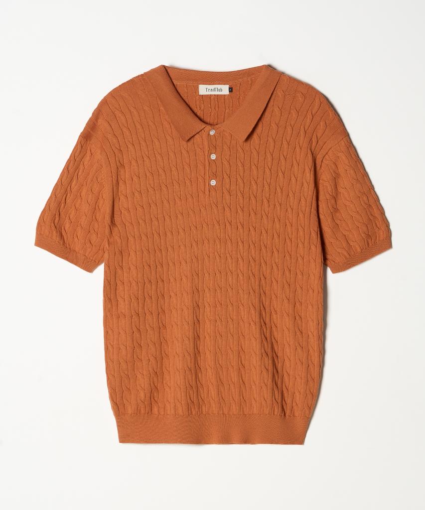 TRADCLUB Cable Collar Short Sleeve Knit 8 Colors (Type A)