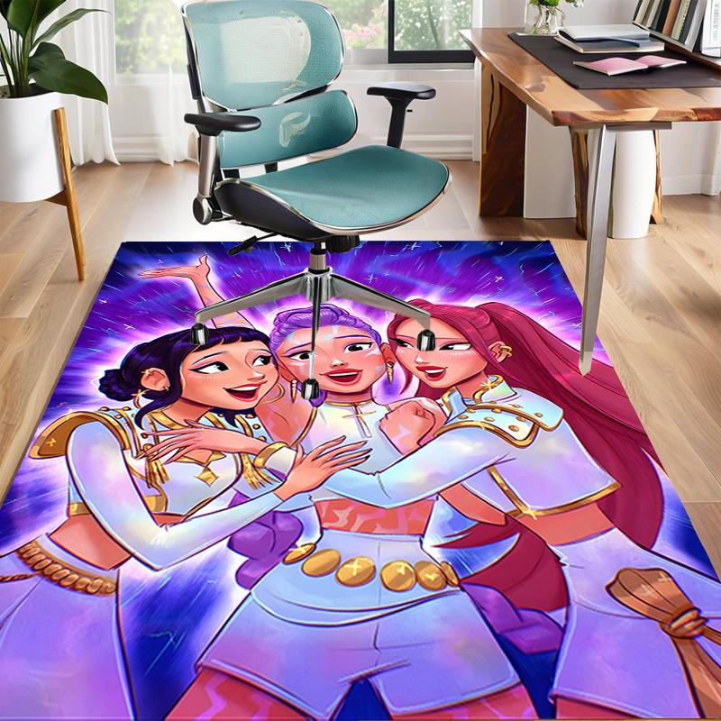 1pc KPop Demon Hunters8 Design Area Rug - Non-Slip, Soft & Cozy Floor Mat for Living Room, Bedroom, Office - Indoor/Outdoor Decorative Carpet