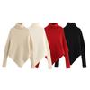 Kaslead New Arrival Women's Clothing Fashion Style Fashion Minimalist Turtleneck Asymmetrical Hem Knitwear