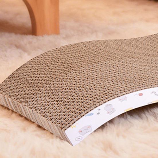 Cat Scratching Post No-Shedding High-Density Corrugated Paper Wave Shape Design Household Cat Scratcher
