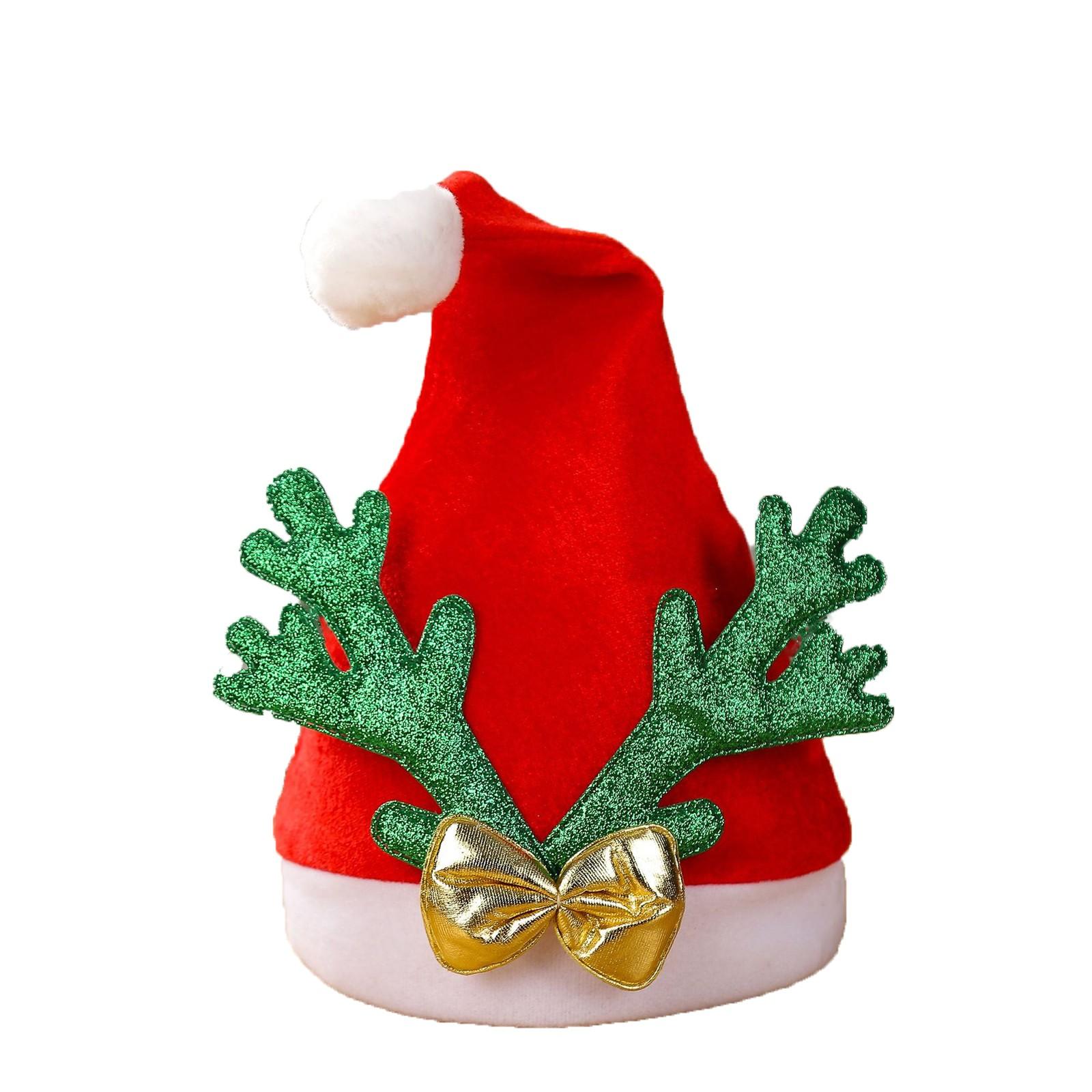 Single-layer Bright Velvet Gold-stamped Snowflake, Star And Moon Christmas Hat One Size