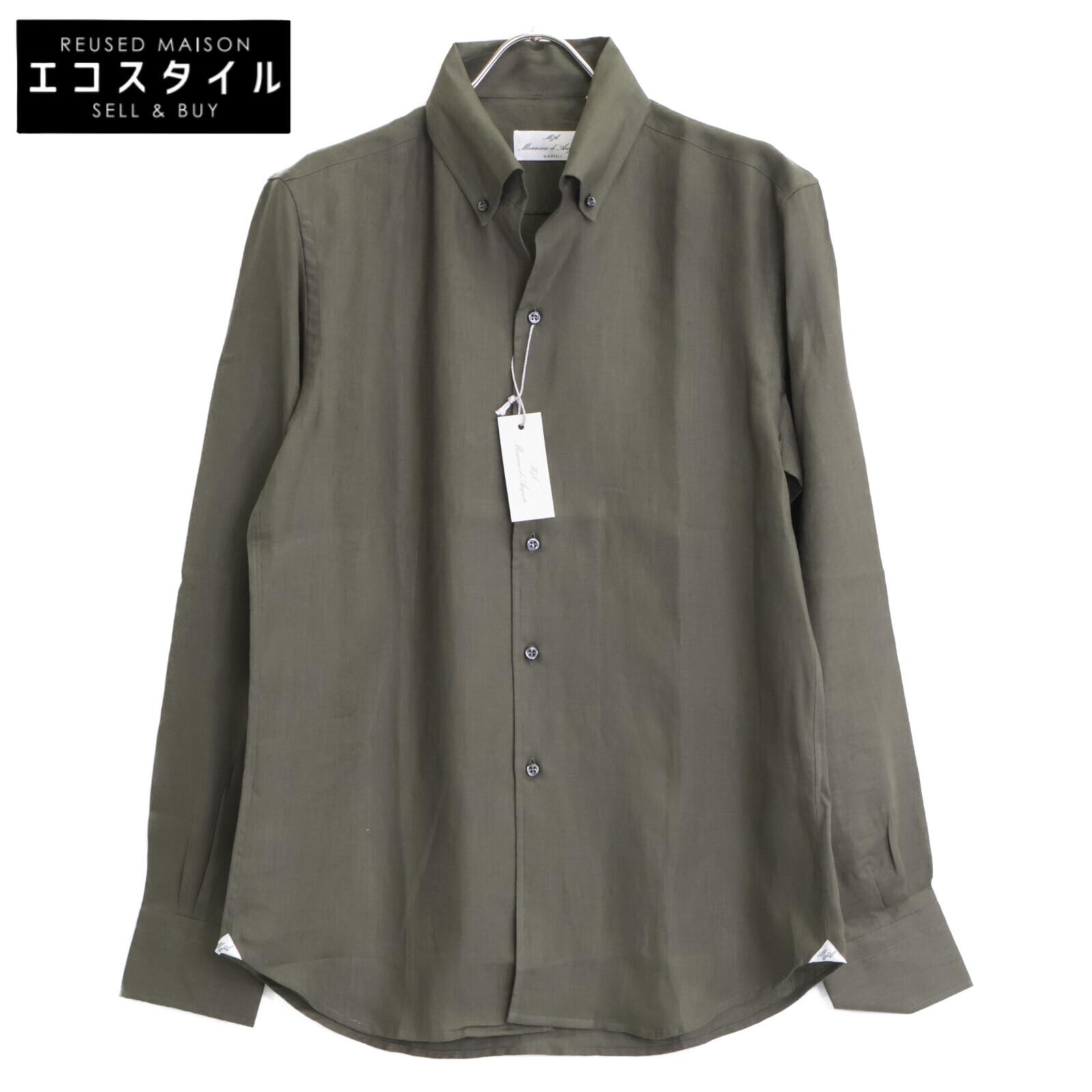 

Massimo d Augusto Khaki MAX6 100% Linen One-Piece Button-Down Shirt tops M khakiUsed