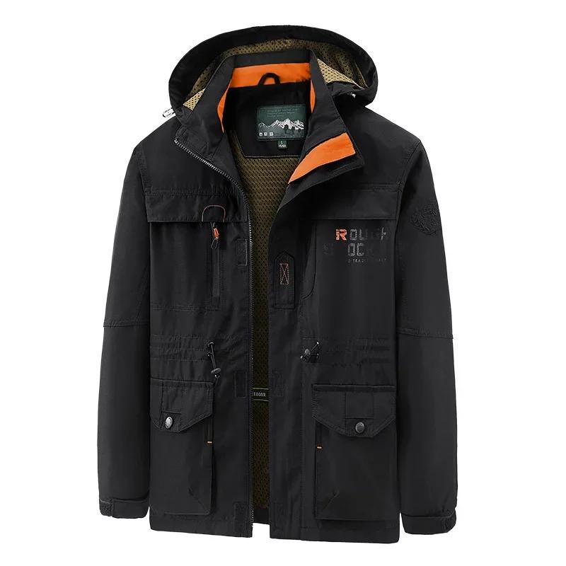 

2025 Plus Size 5XL Jacket Waterproof and Windproof Autumn and Spring Clothing Moto Biker Multicam Male Camouflage Windbreakers M 50-60kg чорний