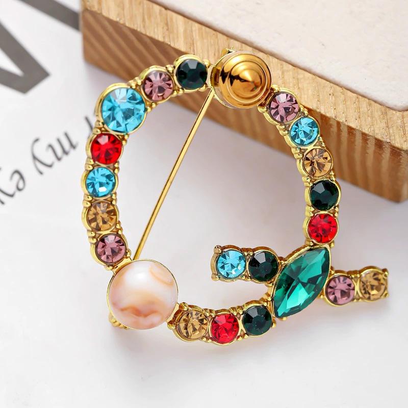 1PC 26 Letters Colorful Jewelry Gifts for Women Alphabet Brooch A-Z Rhinestone Letter Pin