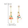 Asymmetrische bewegliche Weihnachtsmann Weihnachtsbaum Hängeohrringe für Damen Zirkon Stern Schneemann Glocke Lange Quaste Ohrring Party Schmuck
