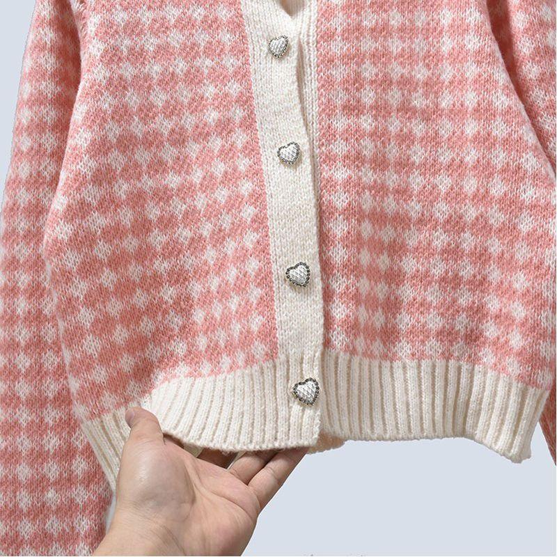 Autumn Crew Neck Classic Style Short Long Sleeves French Gentle Light Loose Knitted Sweater Cardigan Outwear Women