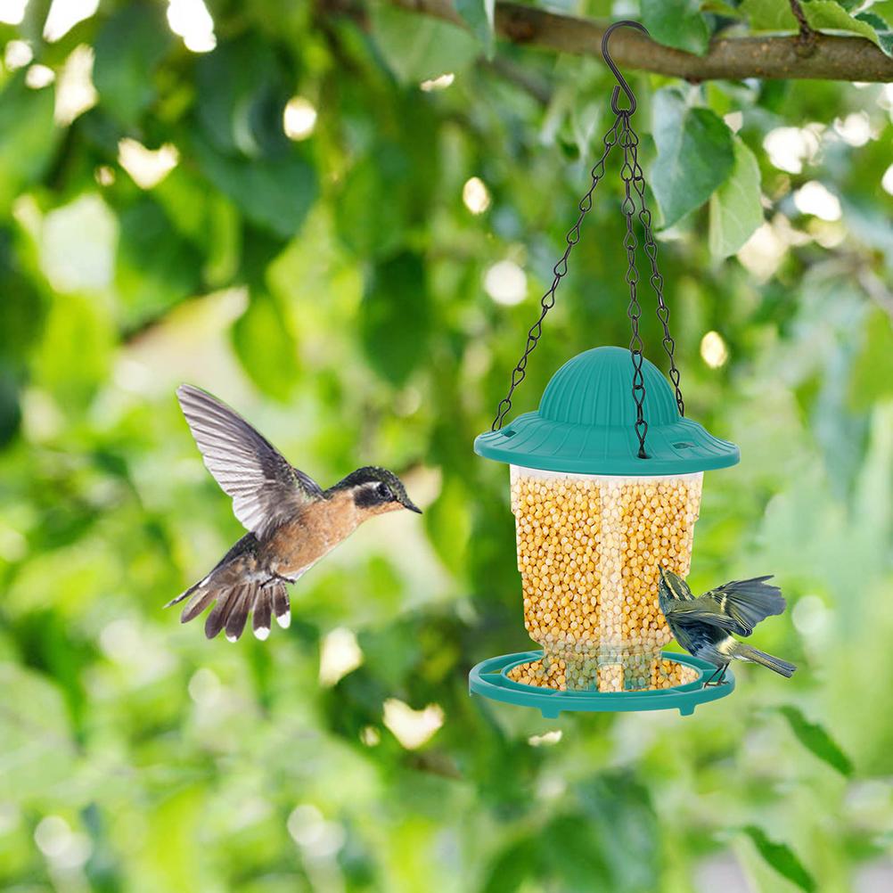 1Pcs Foldable Automatic Bird Feeder Hanging Outdoor Deep Gray 12.5x12.5x17x15cm