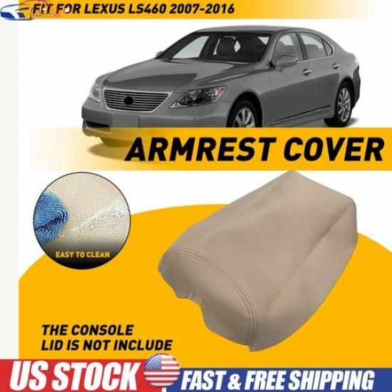 Fit LS460 Lexus 2007-2016 Center Console Lid Armrest PU Leather Cover Trim Beige