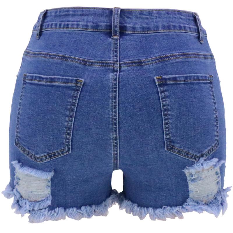 Summer Women's Plus Size Hole Breaking High Waist Temperament Commuter Denim Shorts