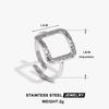Yusen Fashion Stainless Steel Geometric Ring - Open Titanium Steel, Fade-Resistant Jewelry