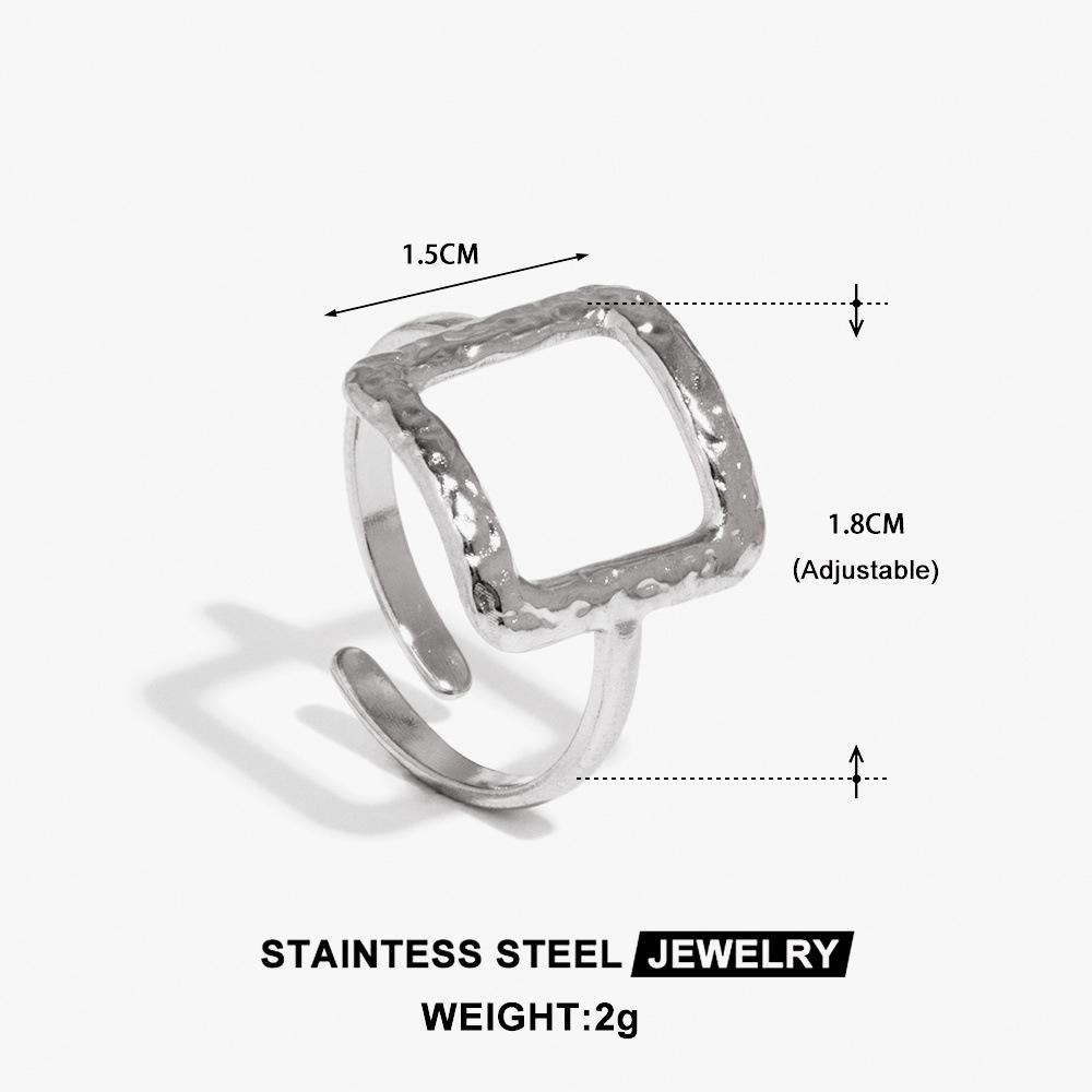 Yusen Fashion Stainless Steel Geometric Ring - Open Titanium Steel, Fade-Resistant Jewelry