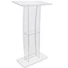 Acrylic Podium, 47" Tall, Clear Acrylic Podium Stand with Wide Reading Surface & Storage Shelf, Floor-standing Clear Pulpits Acrylic for Church Office