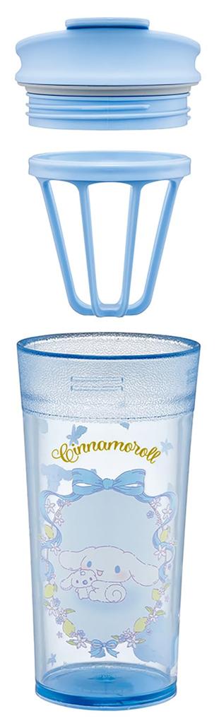 Skater Tumbler with with Flap and Memory Sanrio Cinnamoroll Plush Hug Shaker, 420ml, Stick, PTBFS4-A
