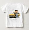 Boys and Girls Ride Motorcycles and Cars in White T-shirts Printed with Bears, Harajuku Baby Fun Clothes, Tops