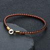Gold Stainless Steel Button Braided Leather Bracelet For Men Women Couple Jewelry Gifts