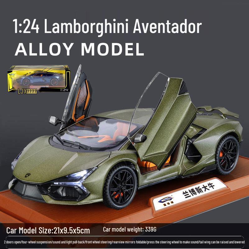 1:32 Lamborghini Revuelto Sports Car Model - Alloy, Scissor Doors, Sound & Light, Pull-back Simulation.