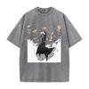 Hot Anime JoJos Bizarre Adventure Pucci Enrico Graphic Tee Men Washed Cotton Tshirt Casual Tshirt Harajuku Vintage T Shirt