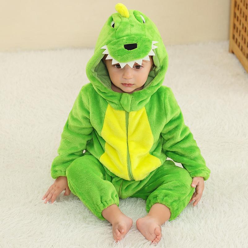 Mimi's New Dinosaur Flannel A-Type Romper: Children's Pajamas & Baby Homewear