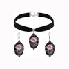 Retro Oil Painting Rose Floral Necklace & Earring Set