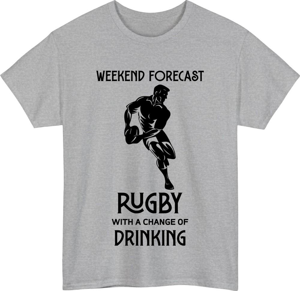 Weekend Forecast Rugby Sports TShirt Funny Drinking Player Sarcastic Tee