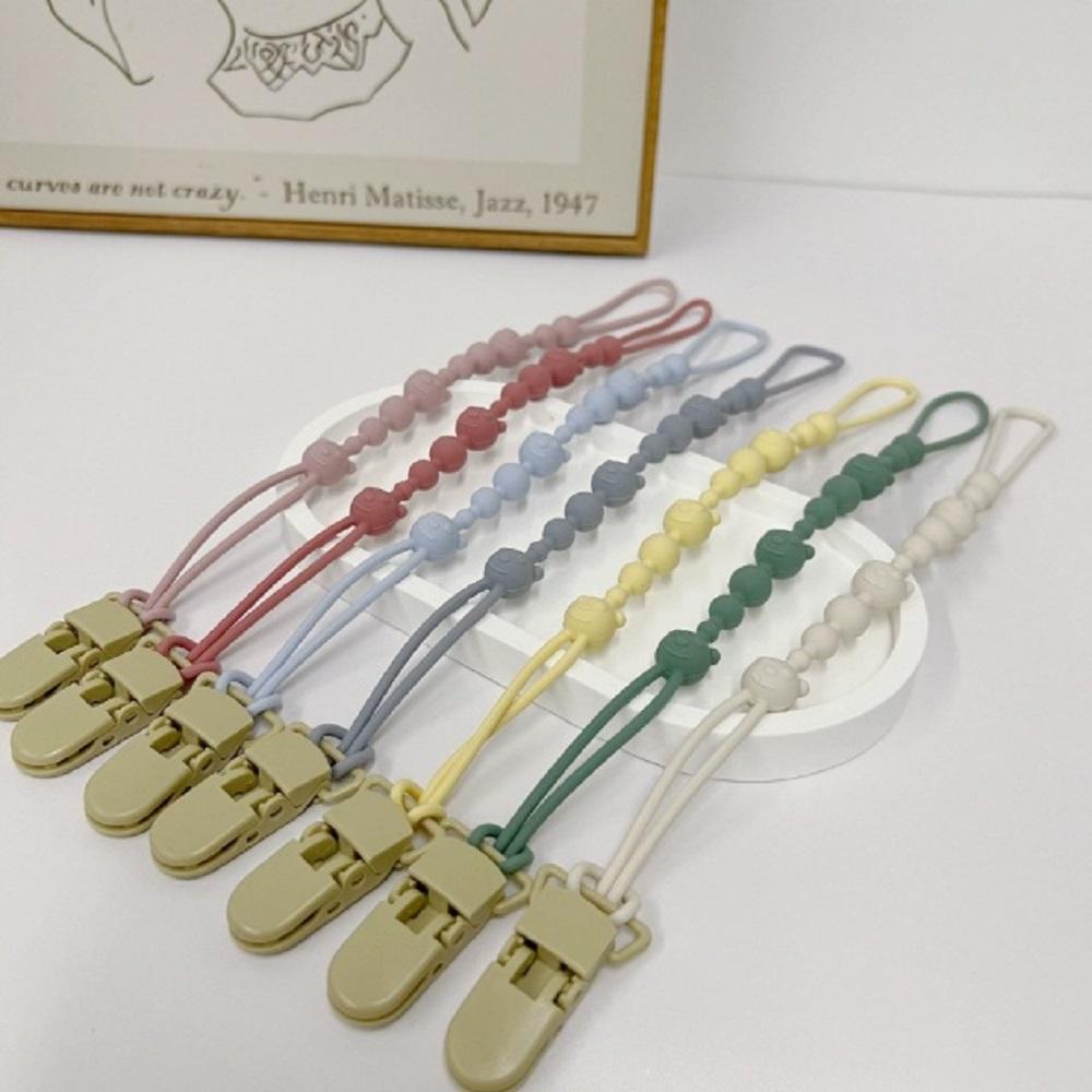 Clip per Ciuccio in Silicone Rilassante per Bambini Cordino Morbido Flessibile per Ciuccio con Clip Anti-perdita Dentizione per Passeggino Giocattolo da Masticare per Neonato