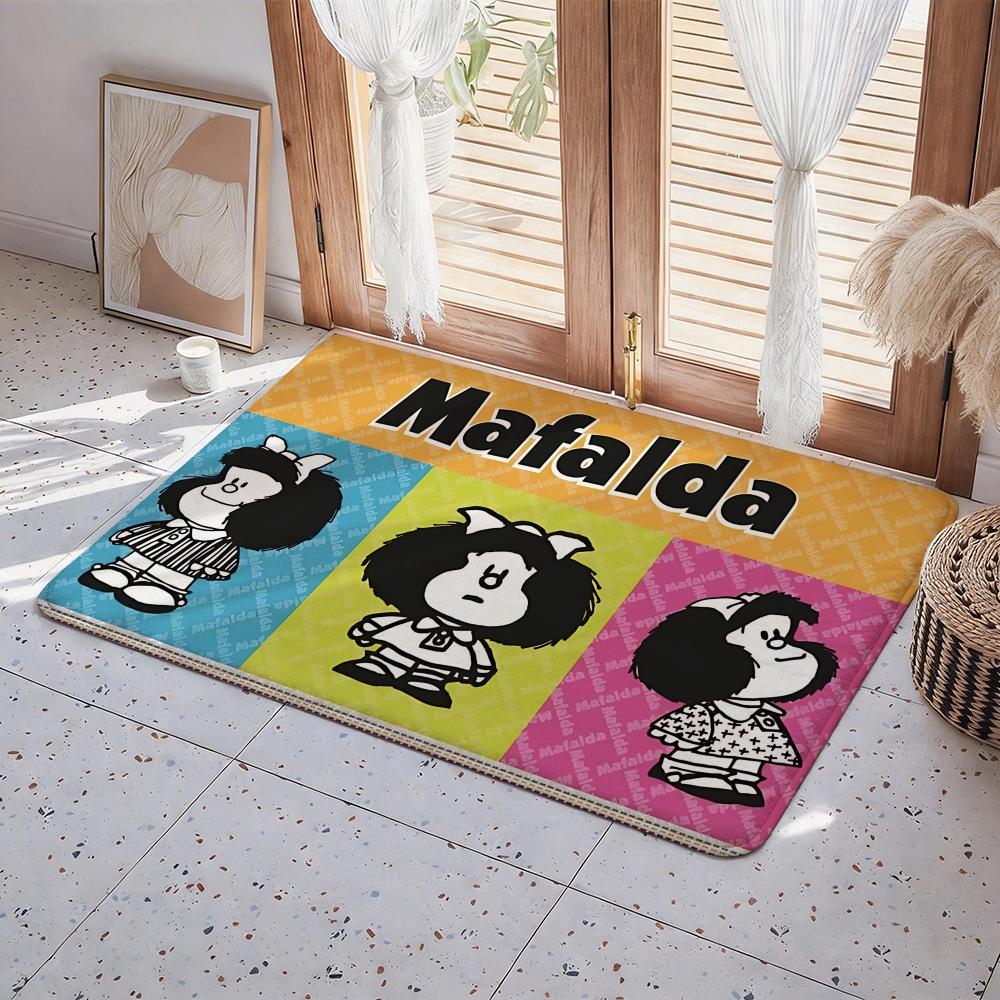 Cute Cartoon Mafalda Floor Mat Eco  Flannel Doormat Non Slip Odorless Indoor Floor Rug Soft Short Plush Home Mat