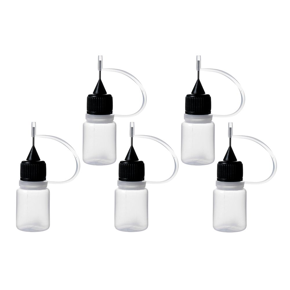 5pcs 5/10/20/30/50/100ML Plastic Glue Applicator Bottle Refillable Dropper Bottles with Needle Tip Caps for Glue Craft Tool