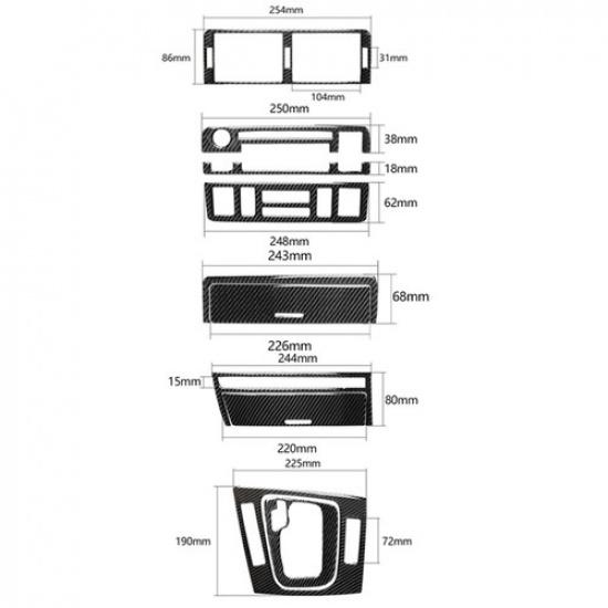 8Pcs For BMW 3 Series E46 1998-05 Carbon Fiber Central Console Panel Cover Trim