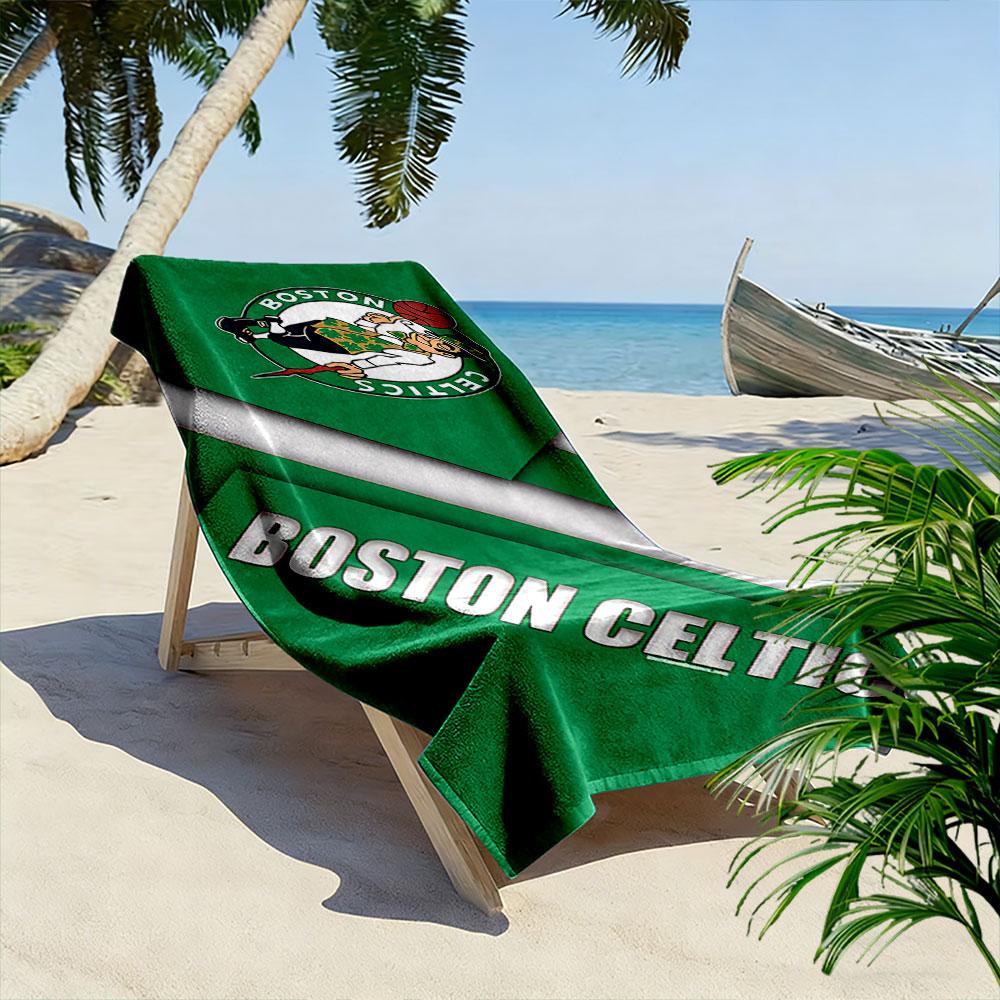 Giant Beach Towel with Boston Celtics Basketball Logo, Quick Dry Microfiber, Soft Absorbent, for Basketball Fan Beach