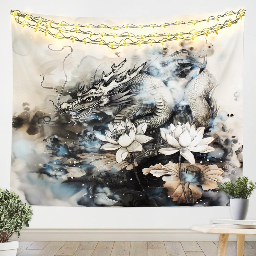 Wilder Wolf Kinder Wandteppich Sonne Mond Traumfänger Boho Wandteppiche Jungen Mädchen Zimmer Deko Wildtier Jagd Abenteuer Rustikal