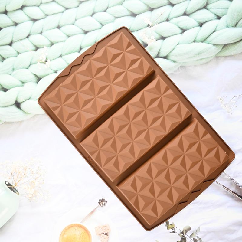 3-In-1 Chocolate Bar Molds Silicone Bars Break Apart Wax Melt Mould Easy Release Rectangle Durable