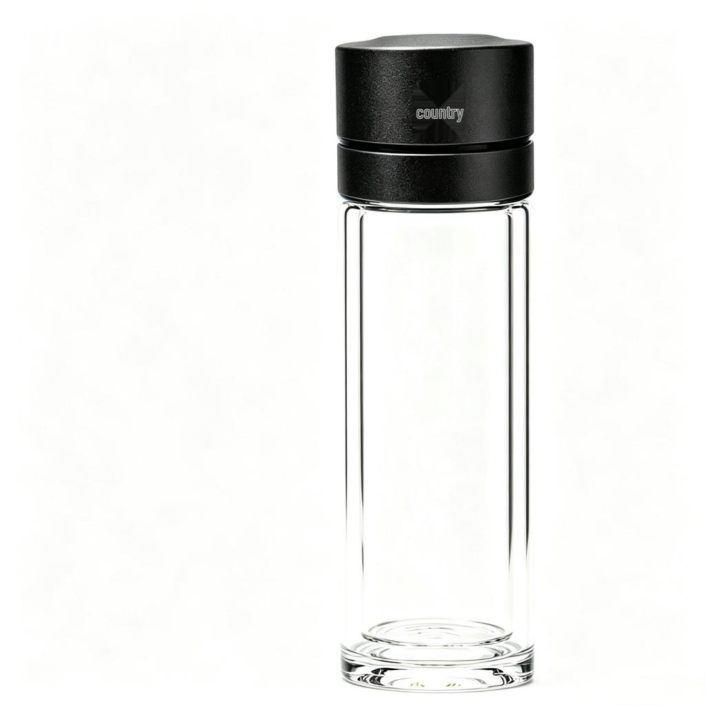 Titanium Lid Double-Layer Glass Tea & Water Separation Mug with One-Button Open - Portable Business Cup for Men
