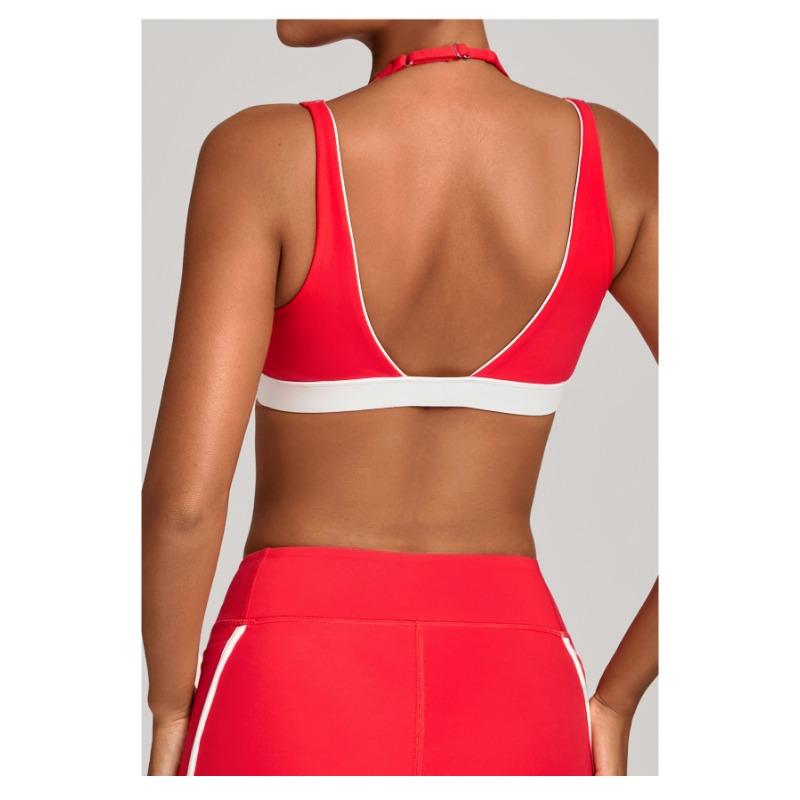 Women S Color Block Halter Yoga Bra Tight Sports Underwear For Fitness Running