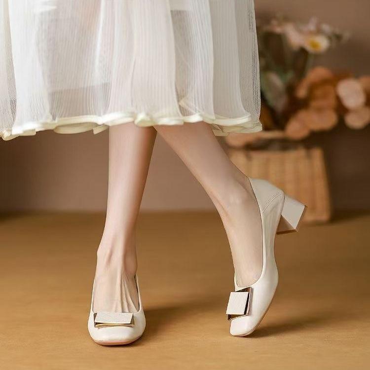 Work Shoes Women's Black New Square Head Thick Heel High Heels Professional Job Interview Not Tired Feet Women's Single Shoes