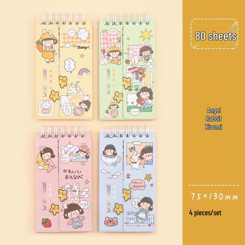 Girly Heart Pocket-Sized Spiral English Vocabulary Notebook - 80 Thickened Pages for On-the-Go Usage