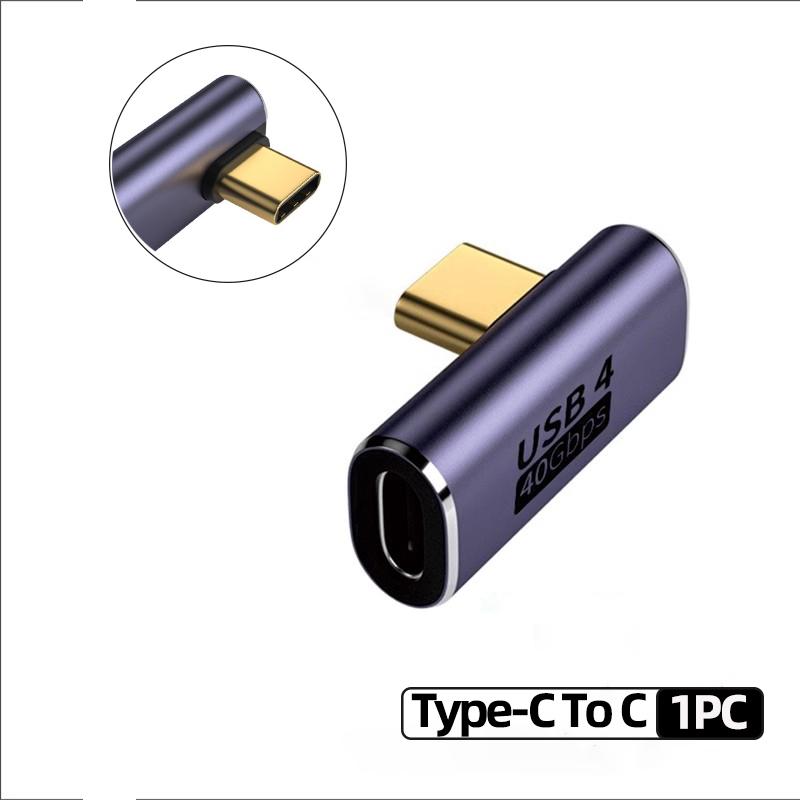 1PC USB 4.0PD 240W8K60Hz Charger Connector For Macbook 40Gbps High Speed USB C OTG U-Shape Straight Angle Male To Female Adapter