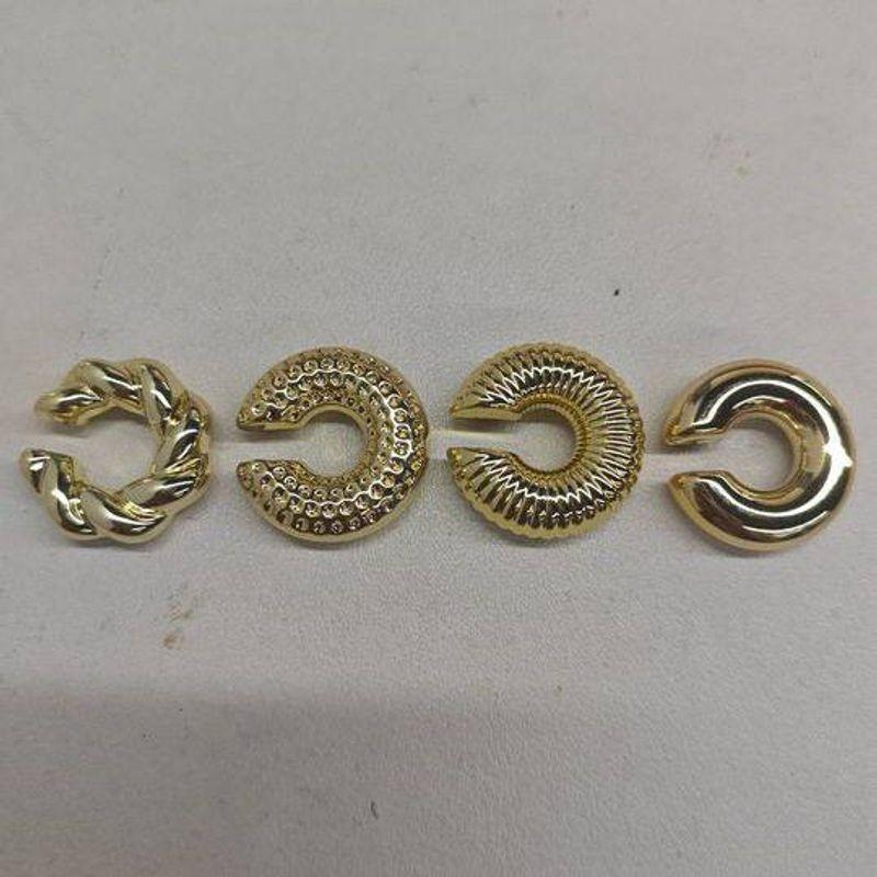 

Fashion Glossy Thread Cable Stitch Ruched Ear Clip Niche Style Retro Non-Pierced Ear Bone Clip Elegant Earrings Earrings Ear Clip-Gold-Four-Piece Set