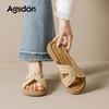 Retro woven flat-bottomed slippers new spring cool slippers cross-strap one-word