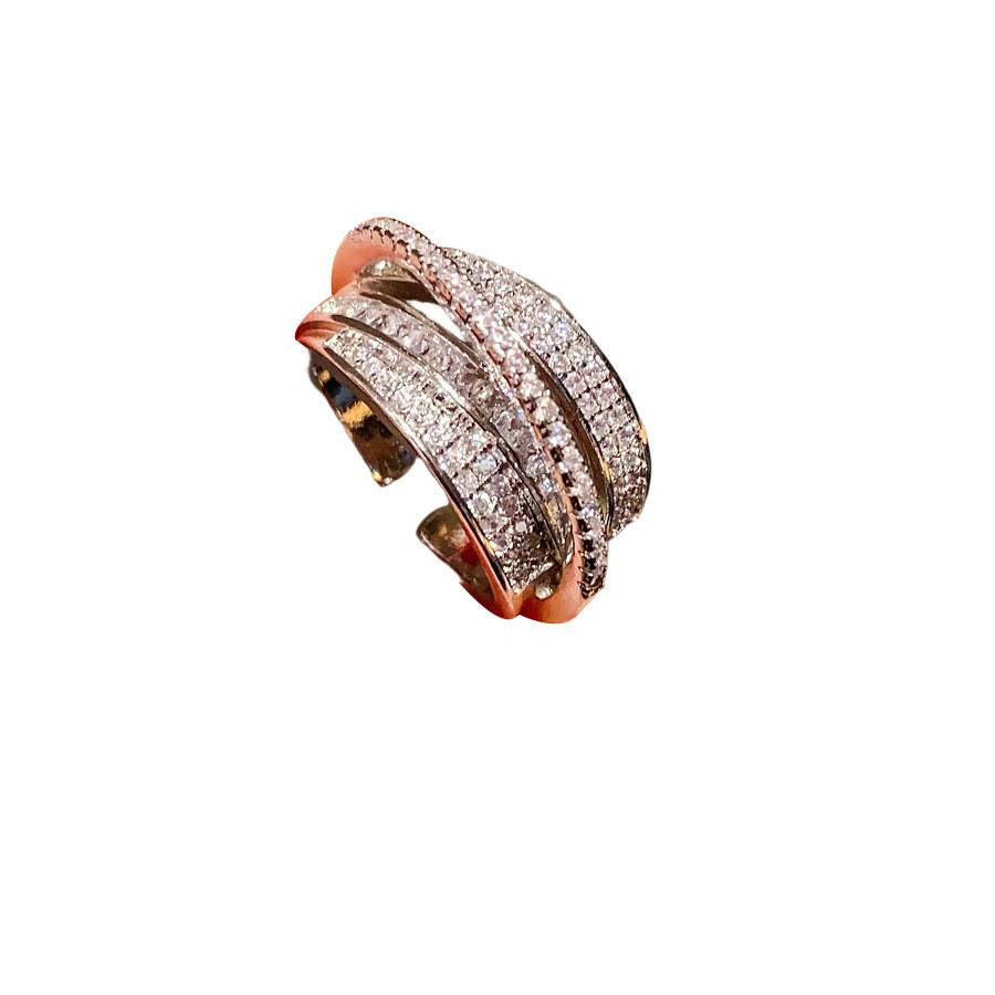 Trendy Zircon Open Ring For Women With Geometric Shape And Copper Construction For Daily Fashion