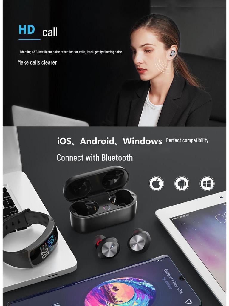 New Hot Model TWS Aluminum Alloy Mini True Wireless 5.3 Bluetooth Earphones with In-Ear Noise Cancelling
