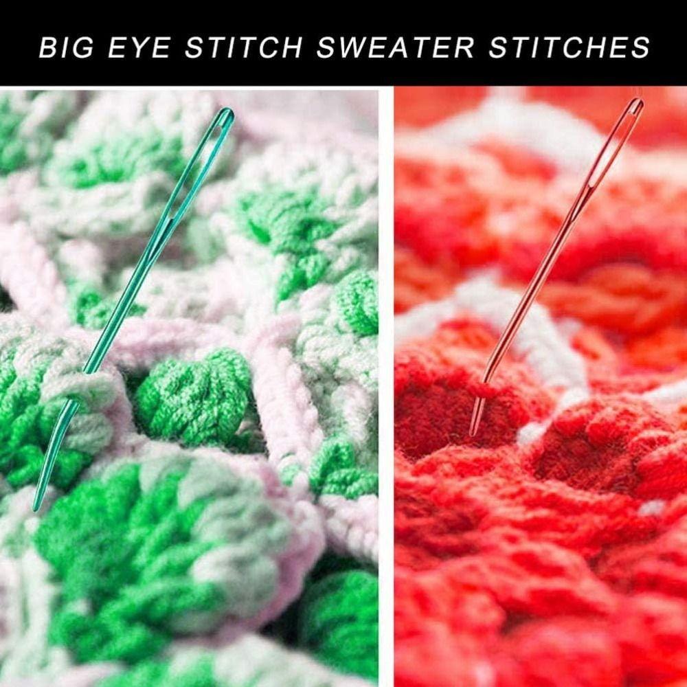 Multicolor Large Eye Darning Needles Bent Tip Yarn Needles Handicraft Crocheting Hooks