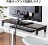 Sanwa Direct Monitor Stand, 58.5cm Wide X 20cm Deep X 8cm High, Wood Grain Finish, with Keyboard Storage, 100-MR167